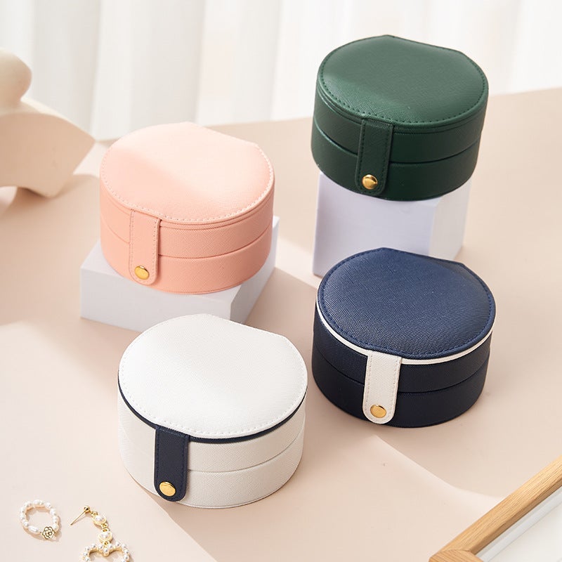 PU Leather Jewelry Box Leather Organizer Multi Layer Portable Rings and Earrings Organizer 11 x 11 x 5.8 cm White - Image 3