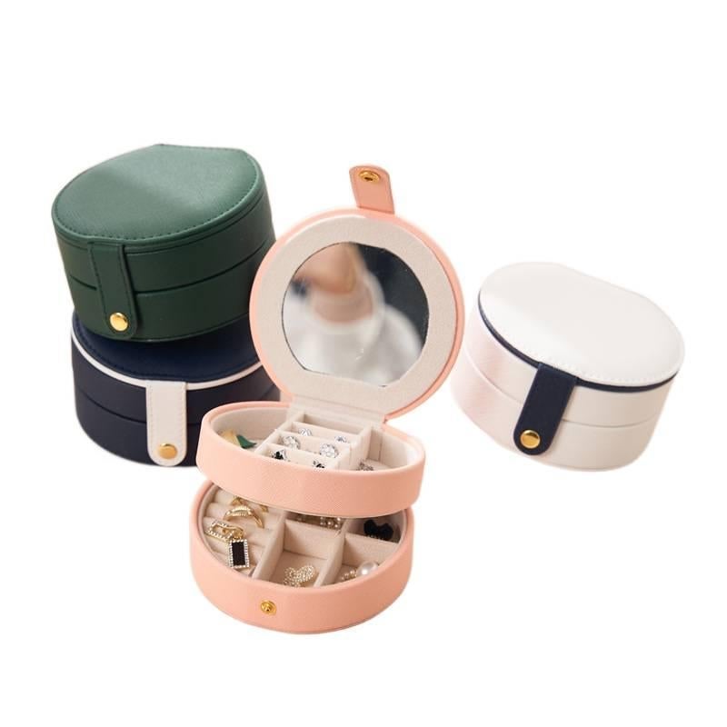 PU Leather Jewelry Box Leather Organizer Multi Layer Portable Rings and Earrings Organizer 11 x 11 x 5.8 cm White - Image 4