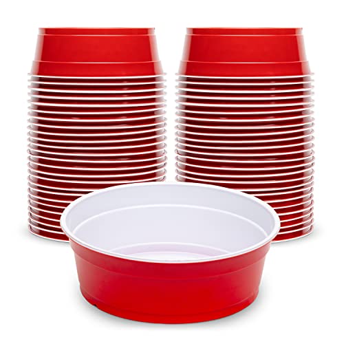 GoBig Red Party Cup Bowls - 50 Small Disposable Plastic Bowls - Image 1