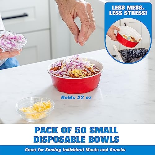 GoBig Red Party Cup Bowls - 50 Small Disposable Plastic Bowls - Image 2