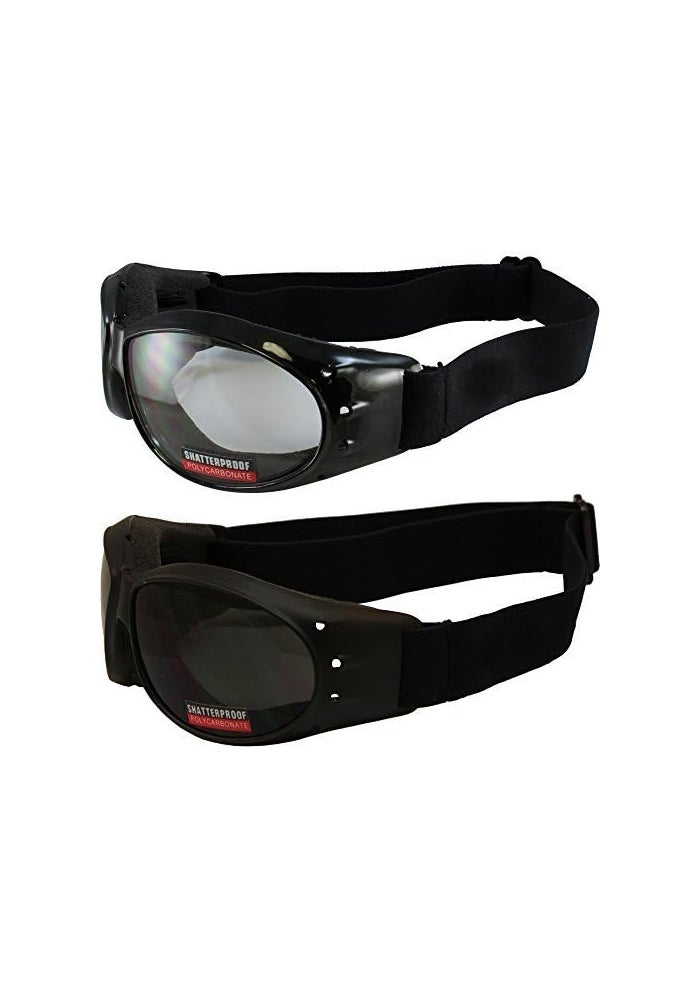 Global Vision Red Baron Motorcycle Aviator Goggles with Super Dark and Clear Lenses - Image 1