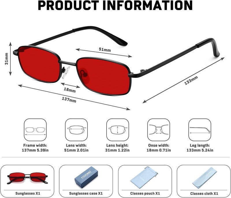 Fozono Rectangle Sunglasses for Women 90s Retro Small Narrow Square Frame UV400 Protection - Image 5