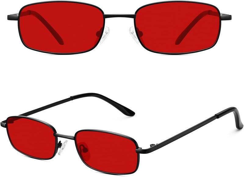 Fozono Rectangle Sunglasses for Women 90s Retro Small Narrow Square Frame UV400 Protection - Image 2
