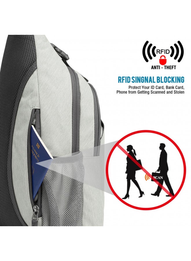 G4Free Sling Bag RFID Blocking Sling Backpack Crossbody Chest Bag Daypack for Hiking Travel(Gainsboro) - Image 2