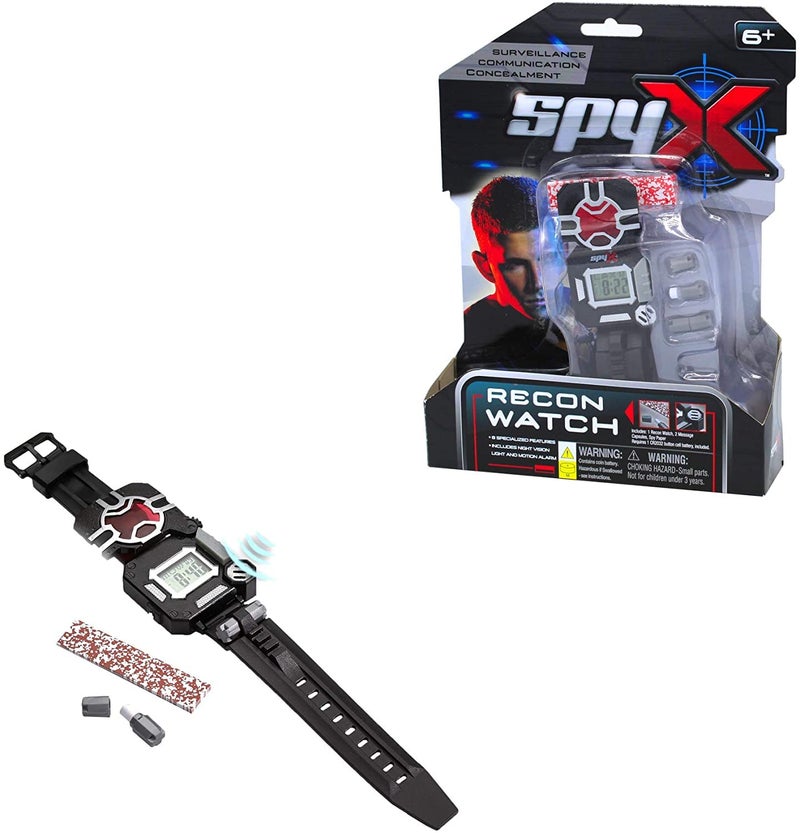 SpyX / Spy Recon Watch. 8-Function Spy Toy Watch: Led Spot Light, Stopwatch, Alarm, Decoder, Secret Message Paper & Capsules, and Motion Alarm. Perfect Addition for Your spy Gear Collection! - Image 1