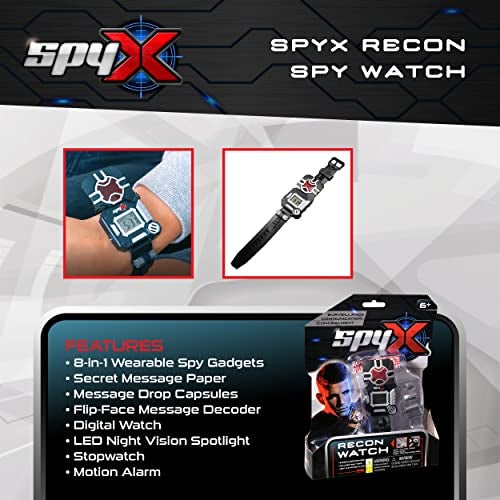 SpyX / Spy Recon Watch. 8-Function Spy Toy Watch: Led Spot Light, Stopwatch, Alarm, Decoder, Secret Message Paper & Capsules, and Motion Alarm. Perfect Addition for Your spy Gear Collection! - Image 3