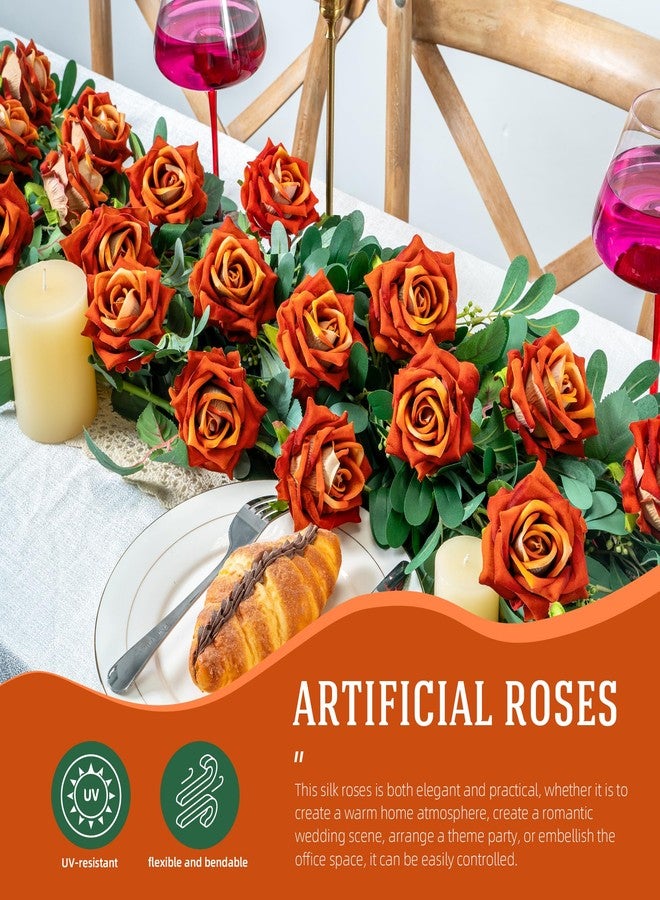 Ttranewsoo Fake Roses Faux Flowers Silk Roses Artificial Roses with Stems Realistic Artificial Flowers 16.5In Suitable for Indoor Home Decoration DIY Bouquet Wedding Decor Party Decor (Orange) 12PCS - Image 5