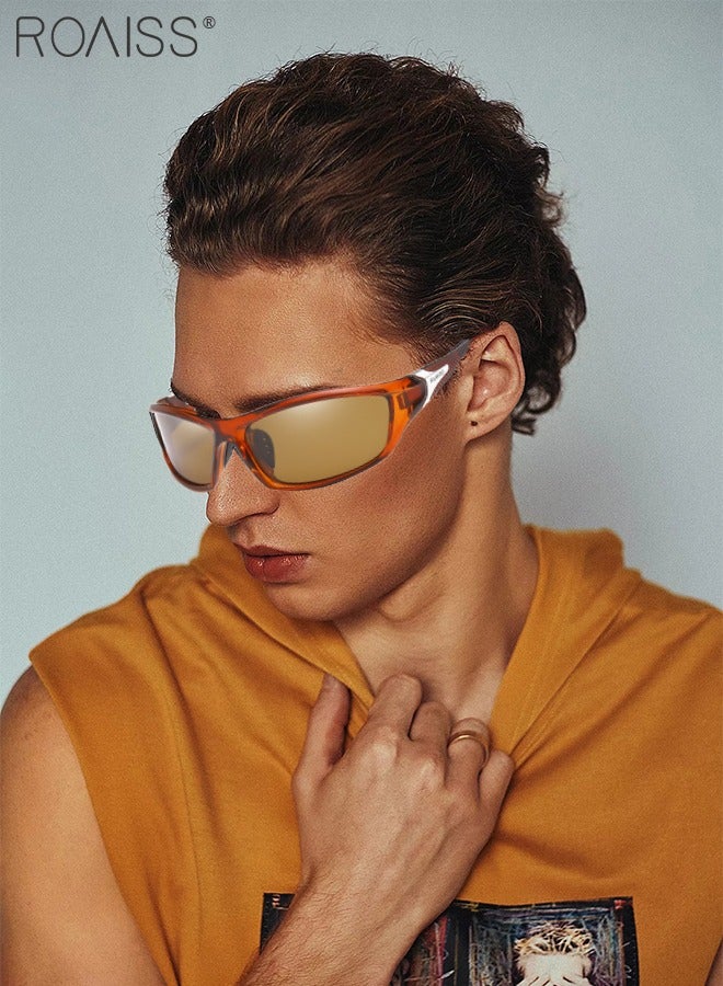 roaiss Polarized  Outdoor Sports Sunglasses for Men Women, UV400 Protection Cycling Glasses with PC Frame and Brown Lens, Goggles for Baseball Running Fishing Golf 63mm - Image 2