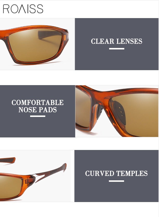 roaiss Polarized  Outdoor Sports Sunglasses for Men Women, UV400 Protection Cycling Glasses with PC Frame and Brown Lens, Goggles for Baseball Running Fishing Golf 63mm - Image 5