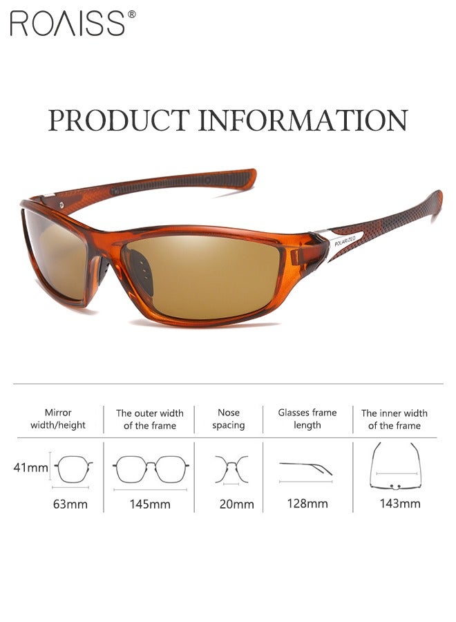 roaiss Polarized  Outdoor Sports Sunglasses for Men Women, UV400 Protection Cycling Glasses with PC Frame and Brown Lens, Goggles for Baseball Running Fishing Golf 63mm - Image 4
