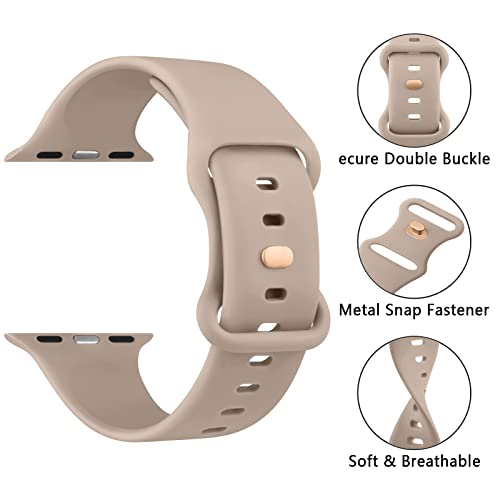 Mugust Sport Bands Compatible with Apple Watch Band 45mm 44mm 42mm, Soft Silicone Correa Wristband Replacement Strap Compatible for Apple Watch Ultra 2/Ultra SE/SE 2 iWatch Series 9 8 7 6 5 4 3 Women Men, - Image 2