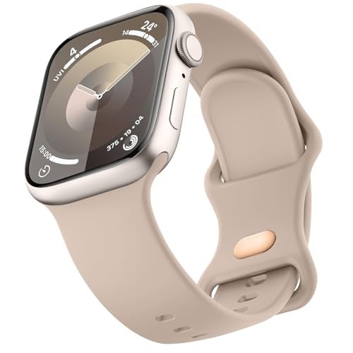 Mugust Sport Bands Compatible with Apple Watch Band 45mm 44mm 42mm, Soft Silicone Correa Wristband Replacement Strap Compatible for Apple Watch Ultra 2/Ultra SE/SE 2 iWatch Series 9 8 7 6 5 4 3 Women Men, - Image 1