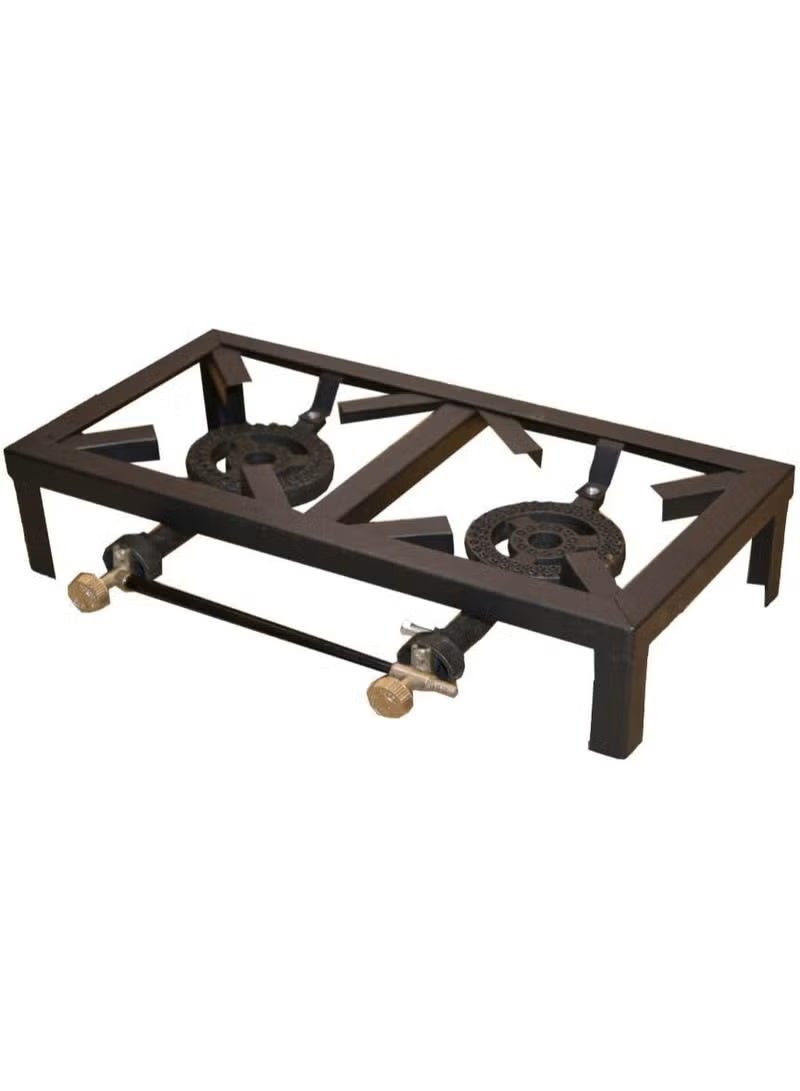 Stove with Double Burner With Gas Hose And 2 Clamps For Home Or Camping - Image 2