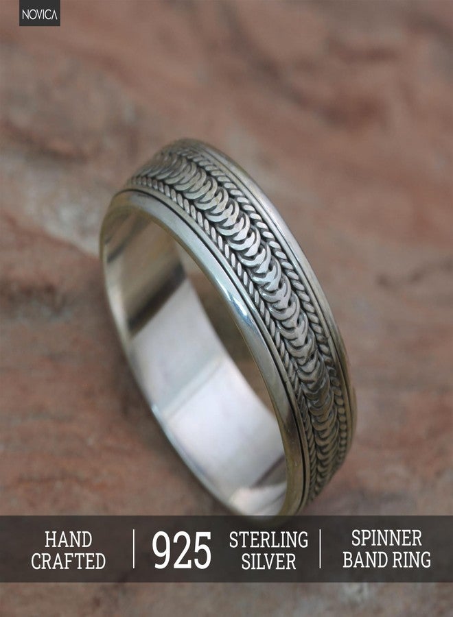 NOVICA Artisan Handmade Sterling Silver Meditation Spinner Ring Band Indonesia [band Width 7 mm W] ' Infinity Path' - Image 4