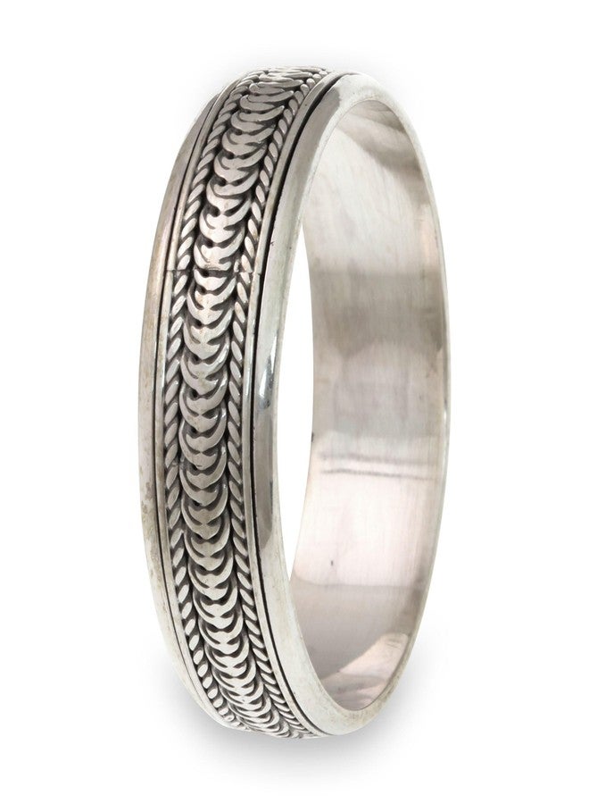 NOVICA Artisan Handmade Sterling Silver Meditation Spinner Ring Band Indonesia [band Width 7 mm W] ' Infinity Path' - Image 1