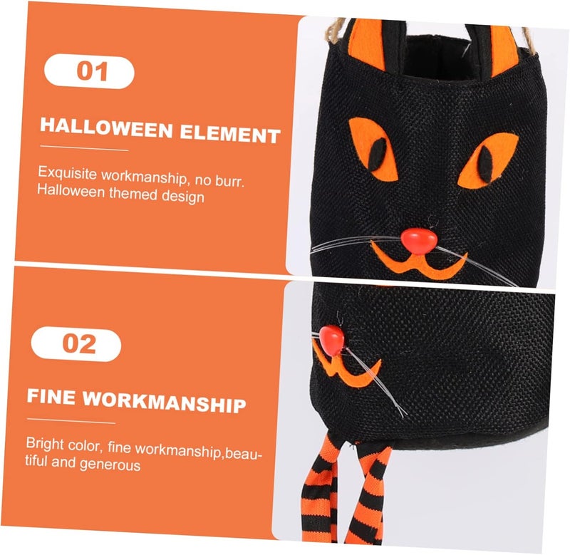 Halloween Themed Long Legged Cat Candy Bucket and Reliable Trick Treat Bag for Halloween Parties and Candy Holding - Image 2