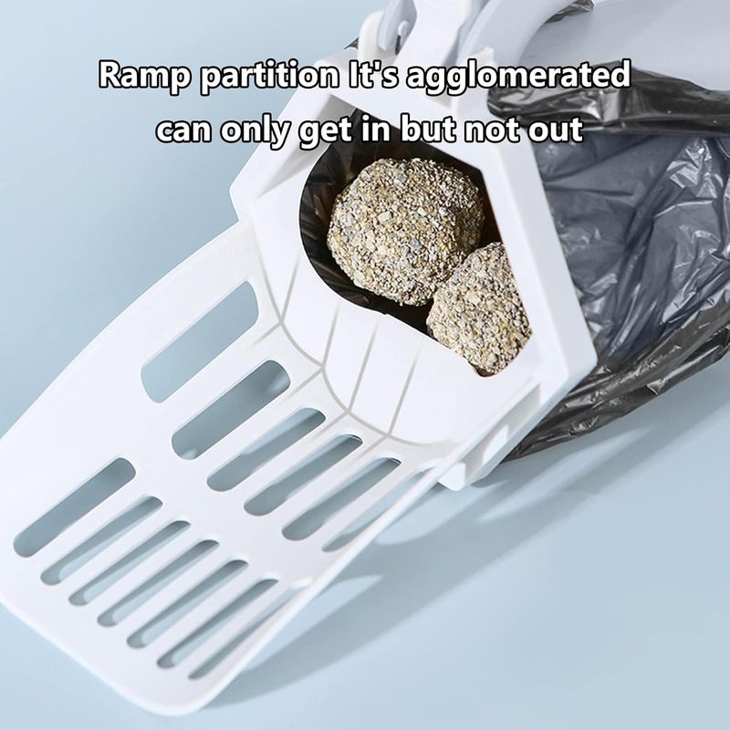 SWIUKPHE Cat Litter Scoop with Bag Holder, Integrated Detachable Deep Cat Litter Shovel with Poop Sifting and 10 Litter Bags, Portable Litter Shovel (grey) - Image 4