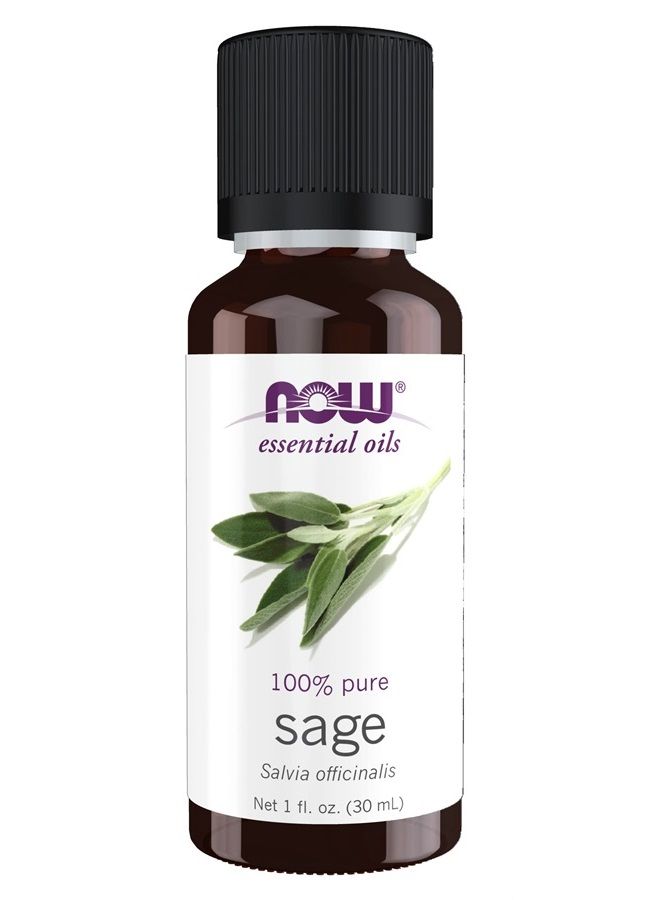 now Essential Oils, Sage Oil, Normalizing Aromatherapy Scent, Steam Distilled, 100% Pure, Vegan, Child Resistant Cap, 1-Ounce - Image 1