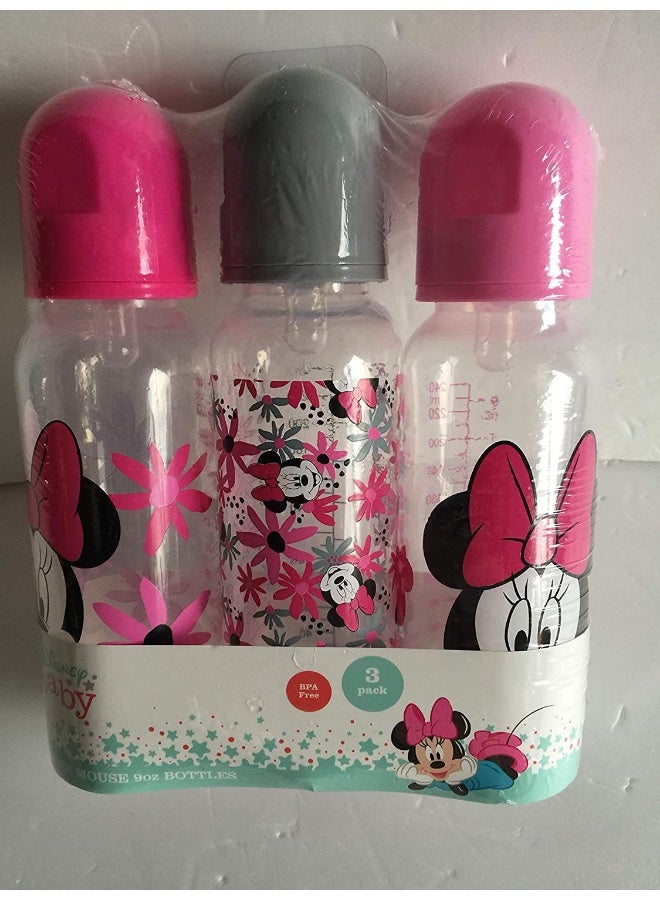 Cudlie Disney Baby Girl Minnie Mouse 9 oz Pack of 3 Baby Bottles, Tropic Floral - Image 5