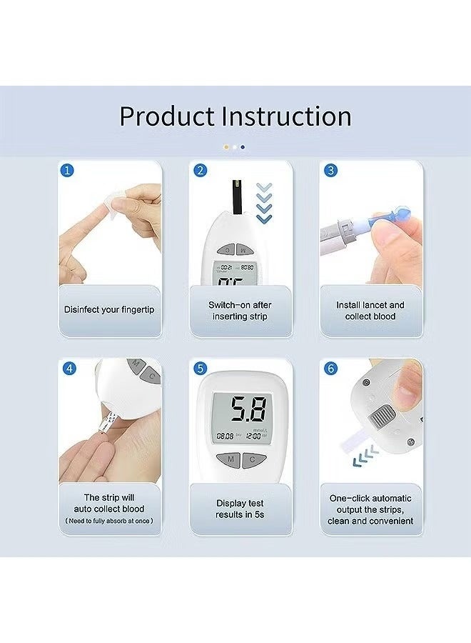 KORAX Blood Glucose Monitoring Kit, High-Precision Calibration-Free Glucose Meter with Lancing Device for Effortless Monitoring, Includes 100 Test Strips + 100 Lancets - Image 4