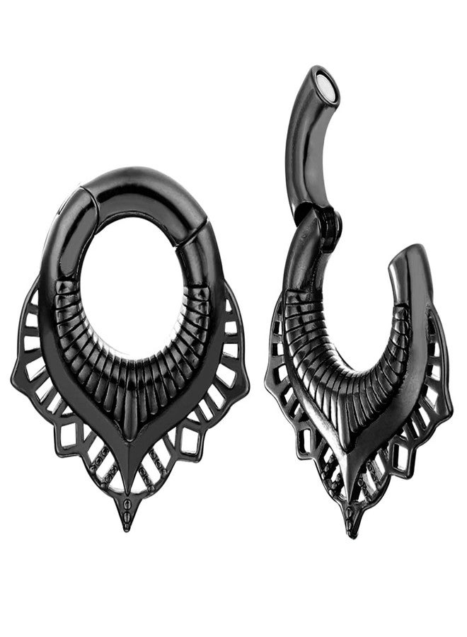 Earblity 2PCS Black Floral Ear Hangers Weights 2g for Stretching Ear Lobe 316 Stainless Steel Ear Gauges Dangle Piercing Tunnels Women Body Jewelry 2PCS - Image 1