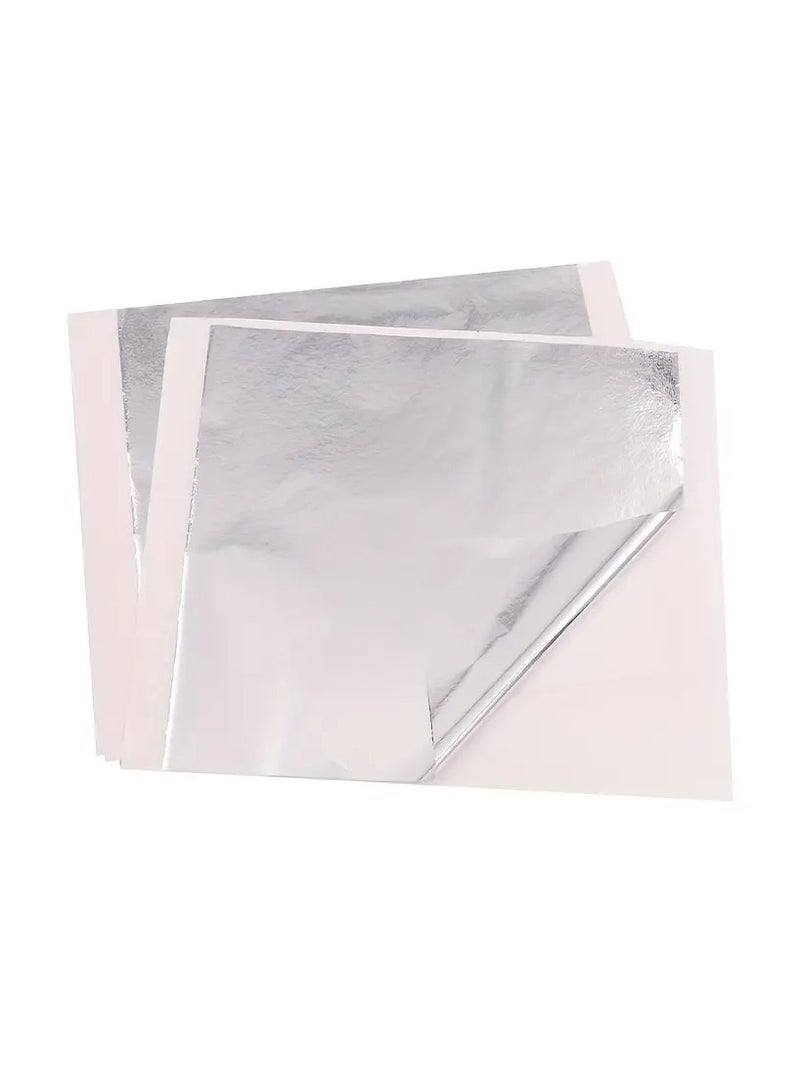 100 Pieces Imitation Silver Leaf Foil Leaf Sheets for Handicrafts, DIY Nails, Gilding Crafting, Decoration, Frames, Furniture - Image 2