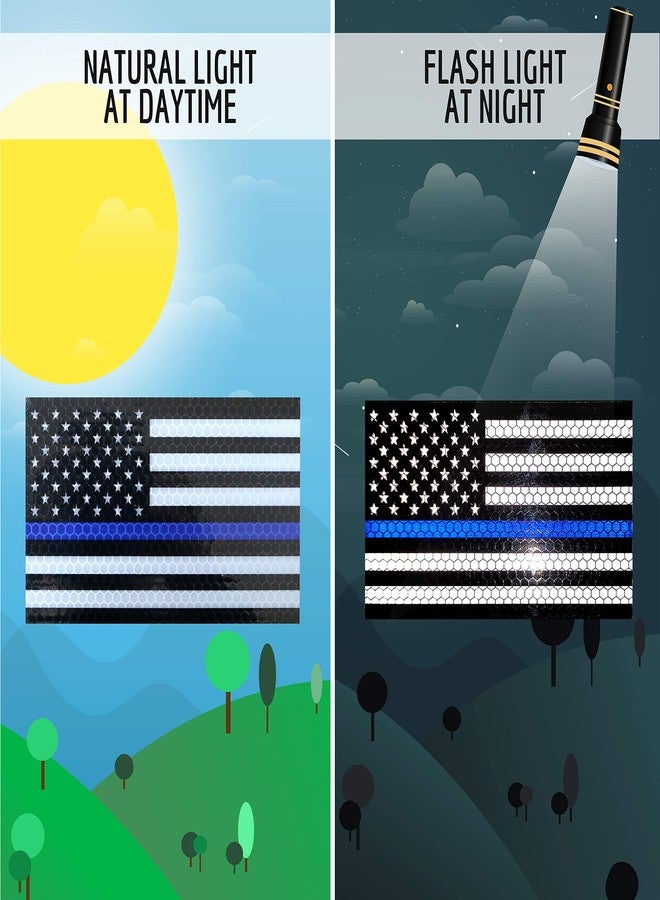Venicor 3PC Reflective Thin Blue Line Decal - 5x3 Inches - American Flag Thin Blue Line Sticker - Police Stickers - Blue Lives Matter Sticker - Back The Blue Car Decal Law Enforcement Flag Car Bumper Window - Image 2
