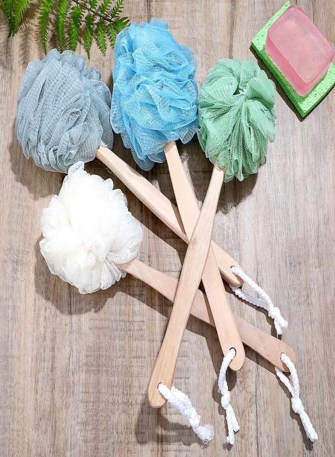 Lemecima 8 Pack Large Bath Puff Loofah Sponge with Long Handle Shower Loofah, Bath Body Back Brush - Image 3
