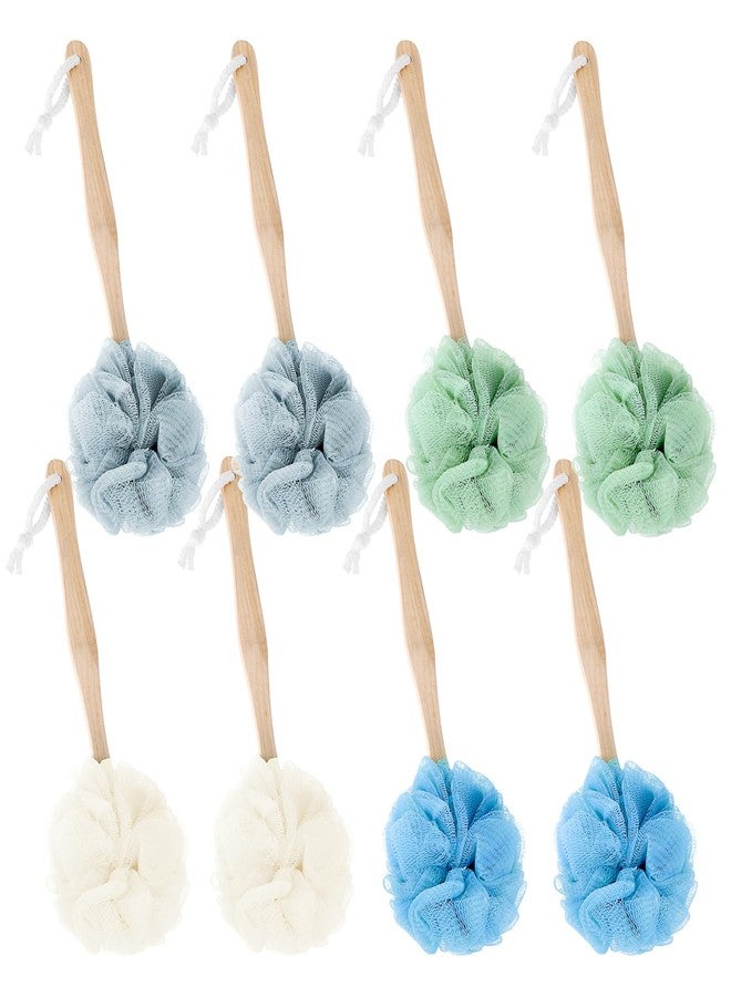 Lemecima 8 Pack Large Bath Puff Loofah Sponge with Long Handle Shower Loofah, Bath Body Back Brush - Image 1