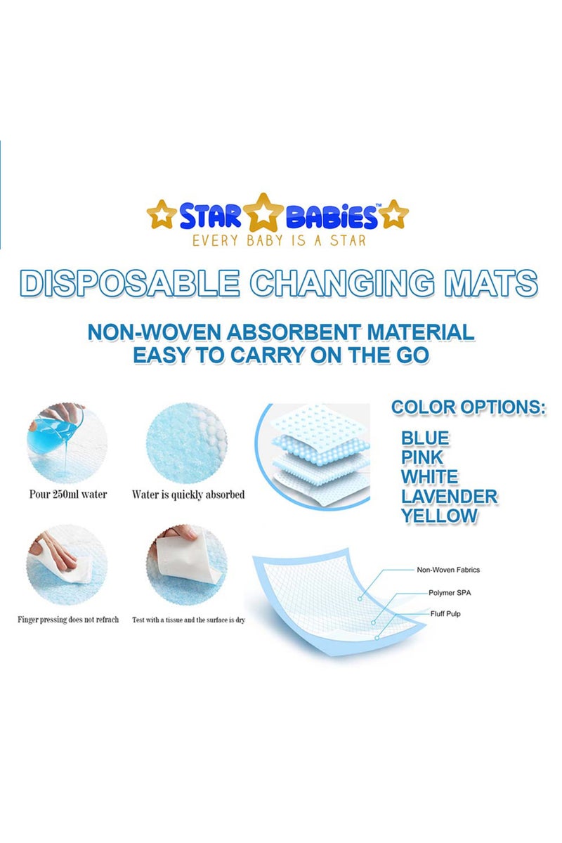 Star Babies Disposable Diaper Changing Mats Pack of 21 - Blue - Image 3