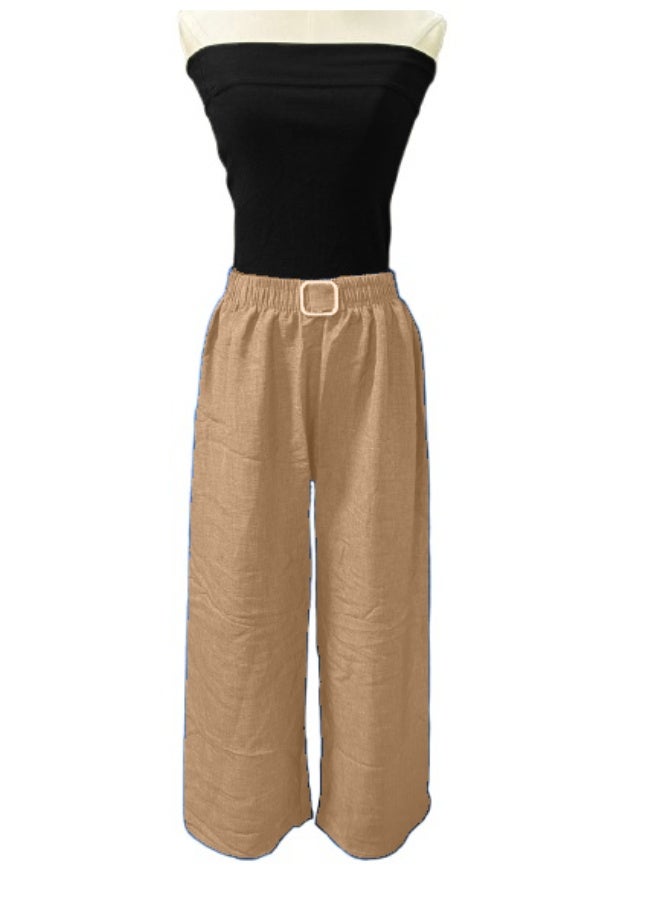 Women's Elastic Waist Wide Leg Pants for Casual Wear Free Size - Image 3
