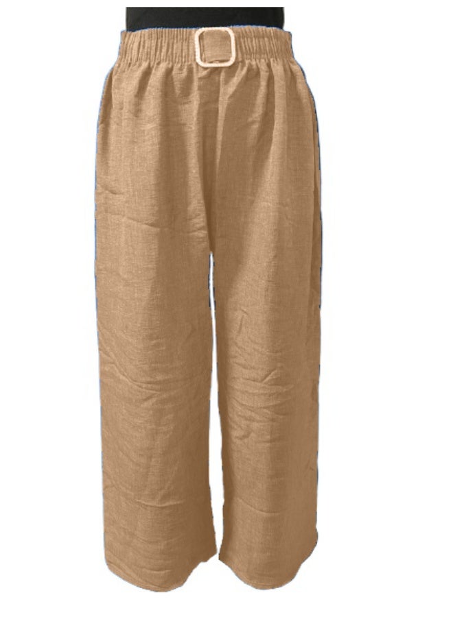 Women's Elastic Waist Wide Leg Pants for Casual Wear Free Size - Image 1