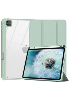 for iPad Pro 11 inch Case 2022/2021/ 2020/2018, Protetive Case with Pencil Holder, Stand Clear Back Cover for iPad Pro 11 4th Generation / 3rd / 2nd / 1st Gen, Auto Sleep/Wake, Light Green