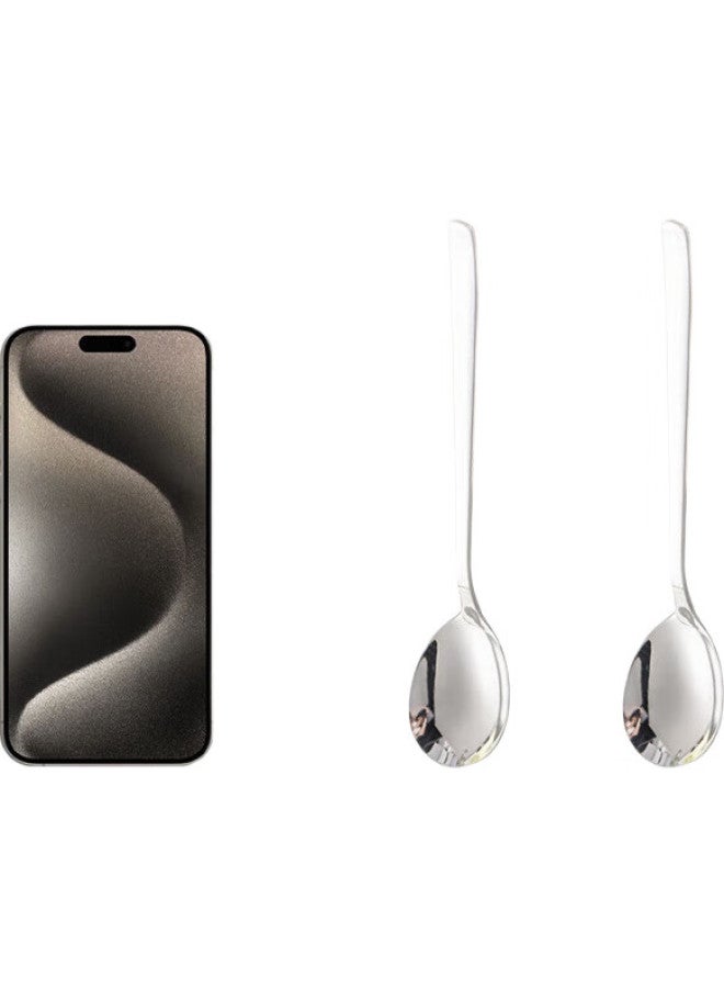 GRASEY 316 Stainless Steel Soup Spoons, Thick Round Bottom Long Handle Dining Spoons For Home Use, Set Of Two Gy7359 - Image 1
