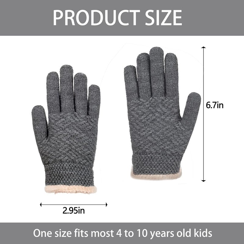 FENELY 2 Pairs Kid Winter Knit Gloves Stretchy Warm Gloves Gift for Boy Girl - Image 4
