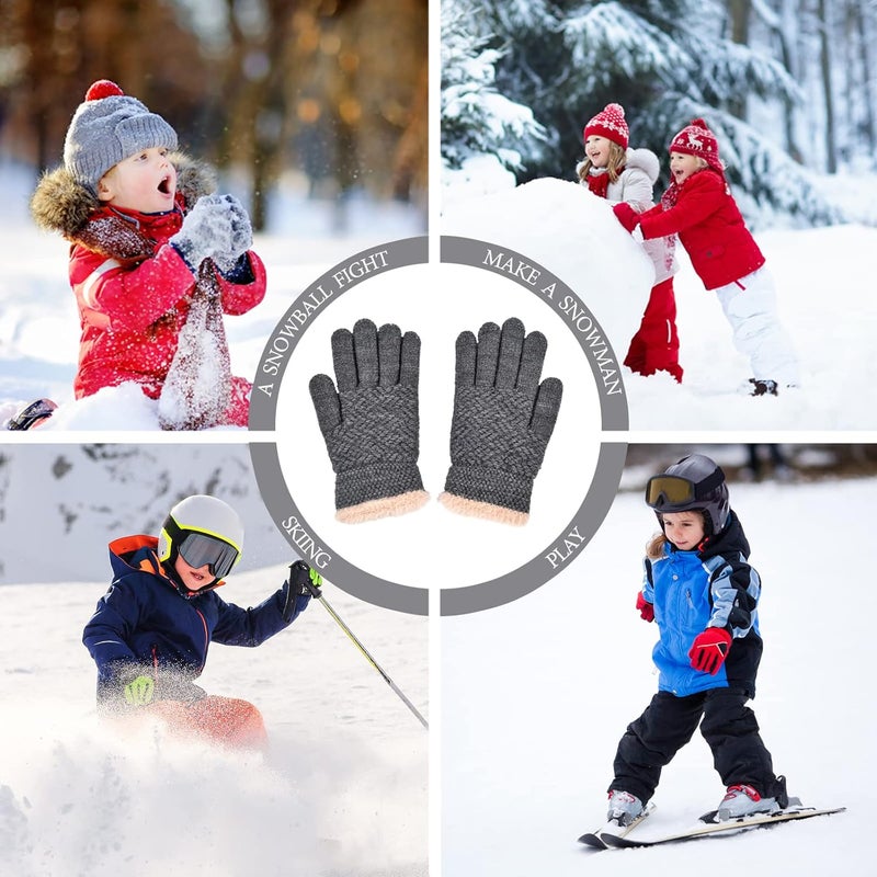 FENELY 2 Pairs Kid Winter Knit Gloves Stretchy Warm Gloves Gift for Boy Girl - Image 5