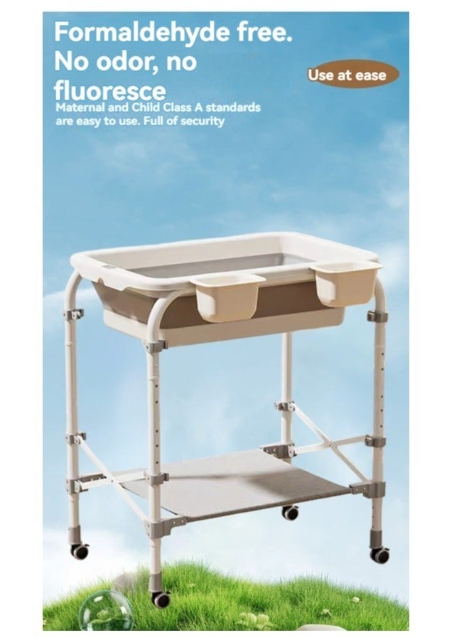 WALALLA Movable Portable Newborn Baby Multifunctional Heightened Baby Basin Infant Shower Bathtub with Wheels,With Storage Baskets,for Infant and Newborn - Image 3