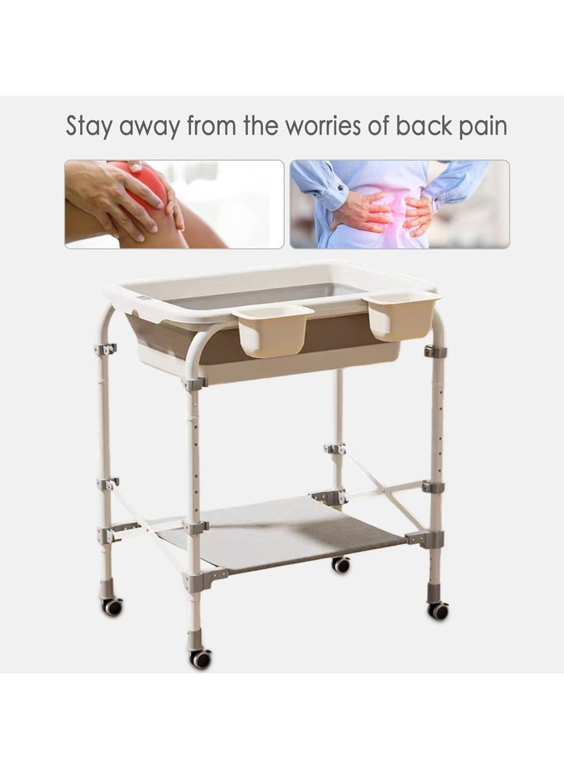 WALALLA Movable Portable Newborn Baby Multifunctional Heightened Baby Basin Infant Shower Bathtub with Wheels,With Storage Baskets,for Infant and Newborn - Image 2