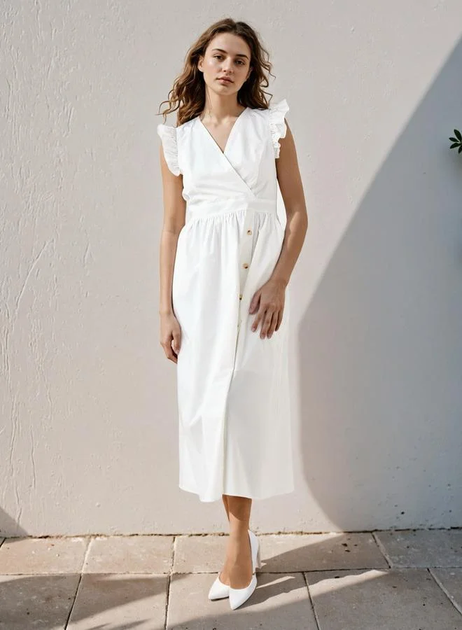 سبلاش فيڤ Ruffled Sleeveless Cotton Dress