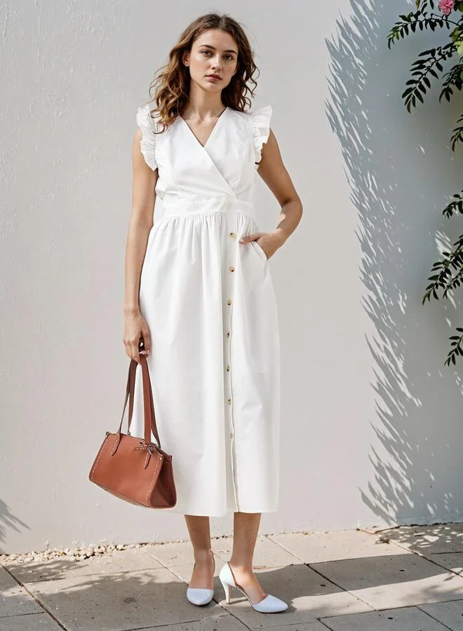 سبلاش فيڤ Ruffled Sleeveless Cotton Dress