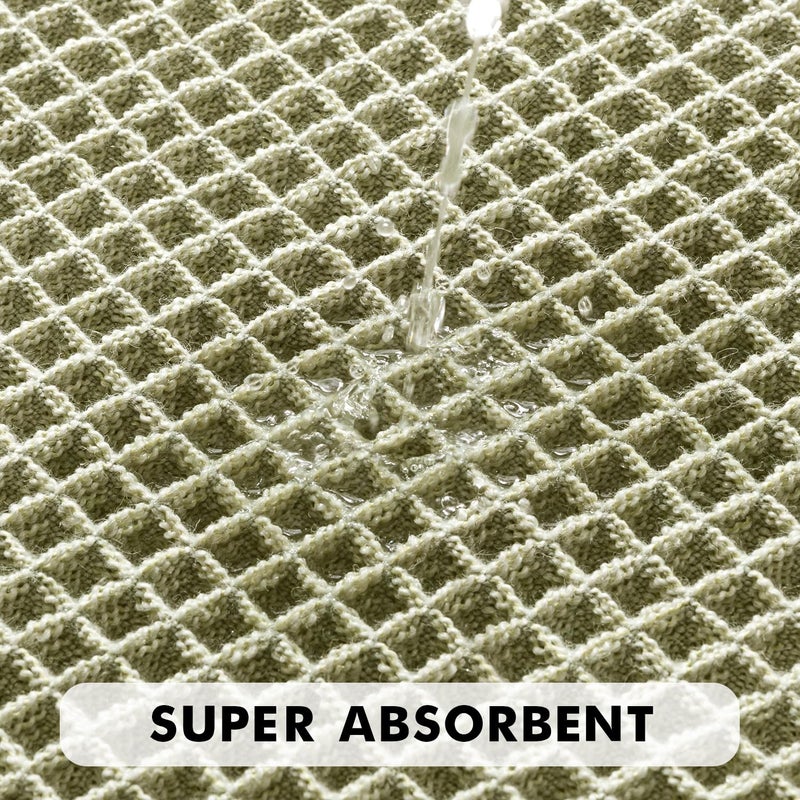 MIULEE Set of 2 Waffle Bathroom Rugs, Boho Bath Rugs Non Slip Washable, Super Absorbent Bath Mats, Ultra Soft Rubber Backed Shower Mats for Bathroom Floor, Tub and Shower, Sage Green, 18x30 Inch - Image 3