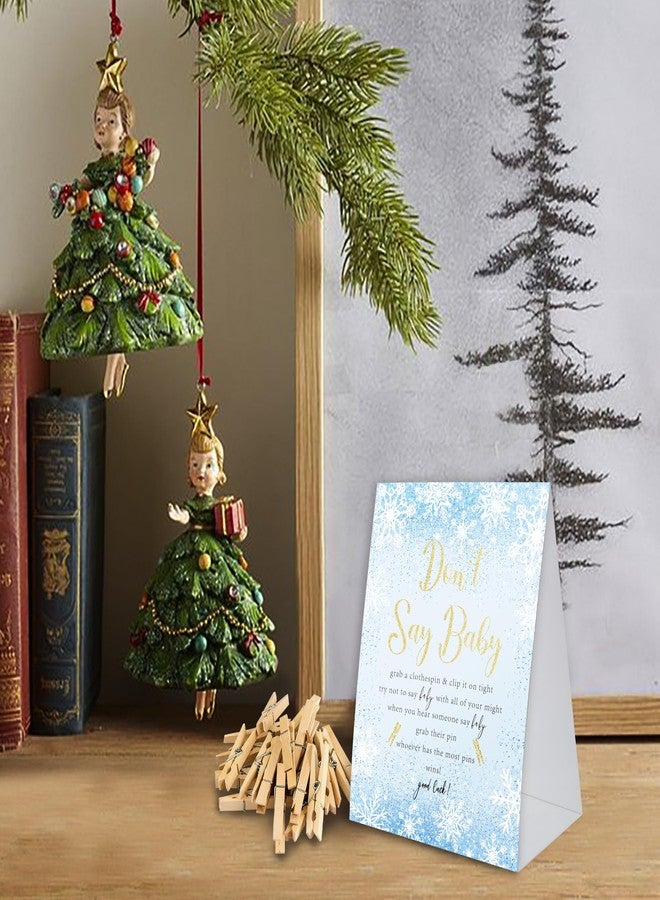 Xenseou Don't Say Baby Game, Christmas Baby Shower Game,Winter Baby Shower, 50 Wooden Clothespins and One Sign, Christmas Baby Shower Decorations, Winter Gender Reveal-DSBB08 - Image 5