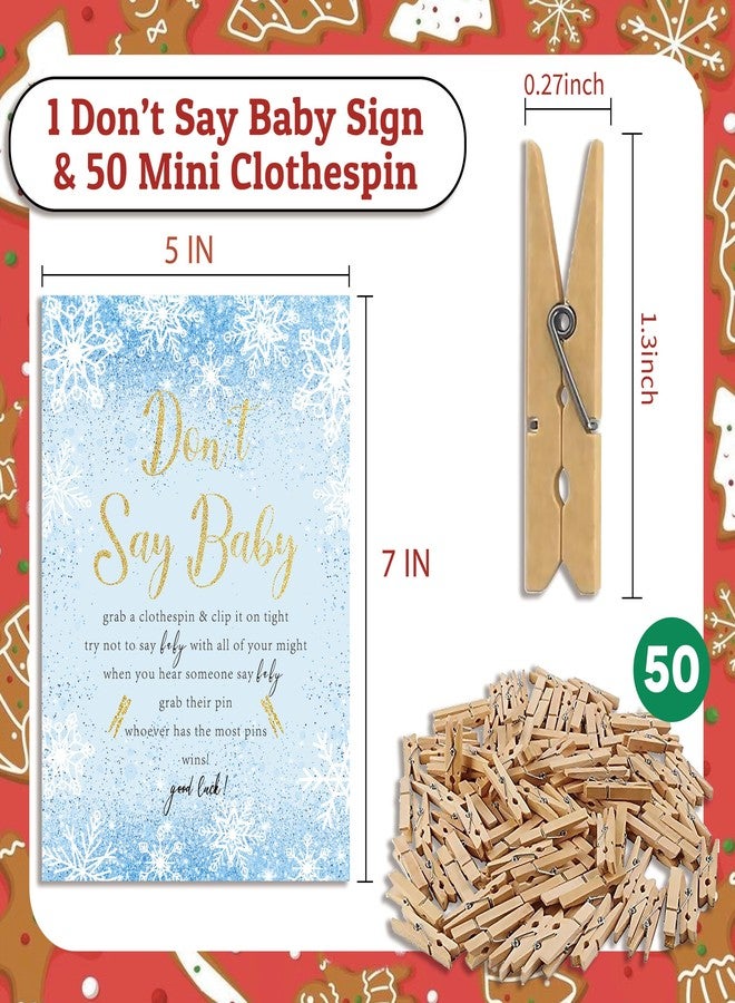 Xenseou Don't Say Baby Game, Christmas Baby Shower Game,Winter Baby Shower, 50 Wooden Clothespins and One Sign, Christmas Baby Shower Decorations, Winter Gender Reveal-DSBB08 - Image 4