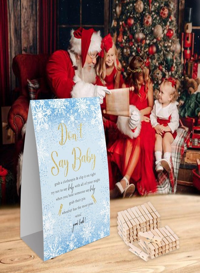 Xenseou Don't Say Baby Game, Christmas Baby Shower Game,Winter Baby Shower, 50 Wooden Clothespins and One Sign, Christmas Baby Shower Decorations, Winter Gender Reveal-DSBB08 - Image 3