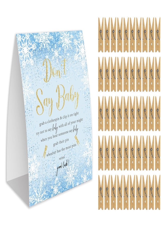 Xenseou Don't Say Baby Game, Christmas Baby Shower Game,Winter Baby Shower, 50 Wooden Clothespins and One Sign, Christmas Baby Shower Decorations, Winter Gender Reveal-DSBB08 - Image 1