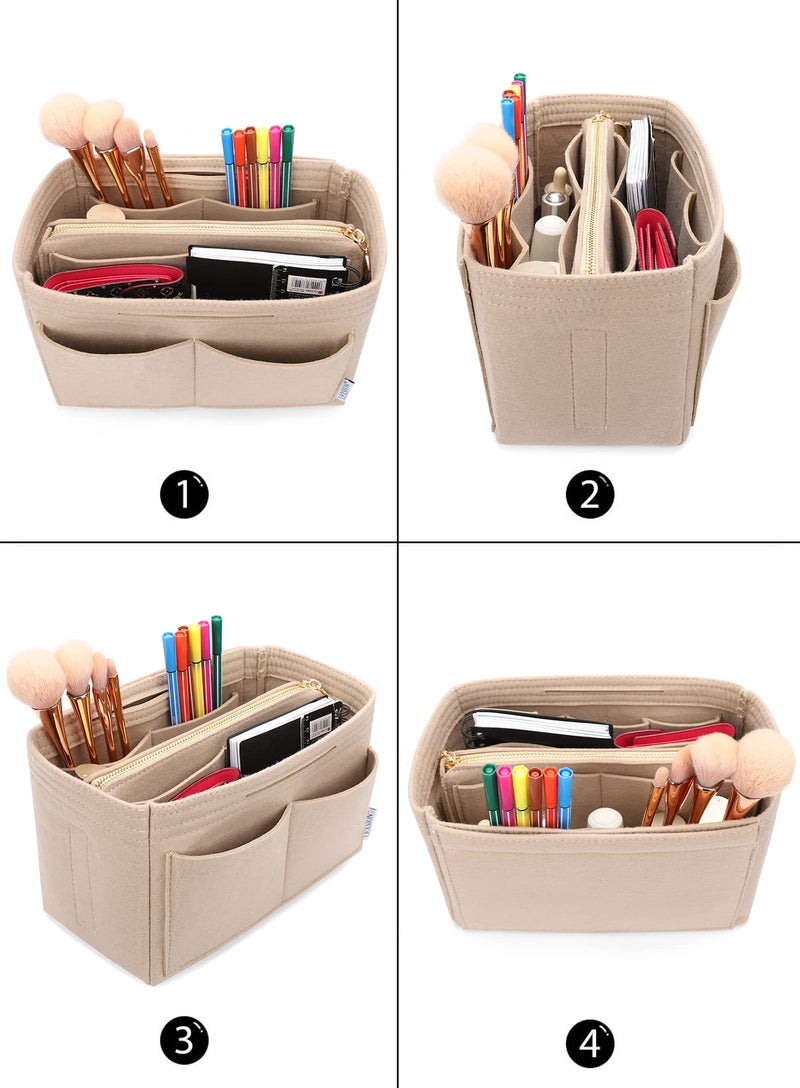 LEXSION منظم حقيبة يد LEXSION من الفelt مع حقيبة بسحاب شكل حقيبة توت تناسب Speedy Neverfull PM MM 8021 بيج L2 - Image 4