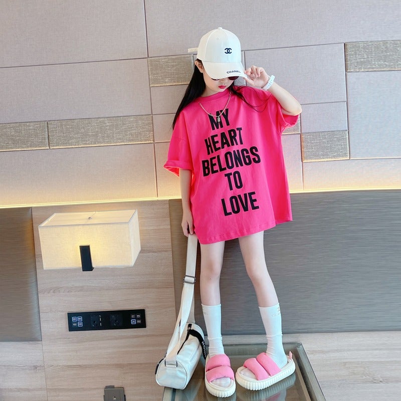 Girls' Short-sleeved T-shirt Summer 2024 New Children's Western-style Children's Wear Big Children's Internet-famous Loose Half-sleeved Top Trendy - Image 4