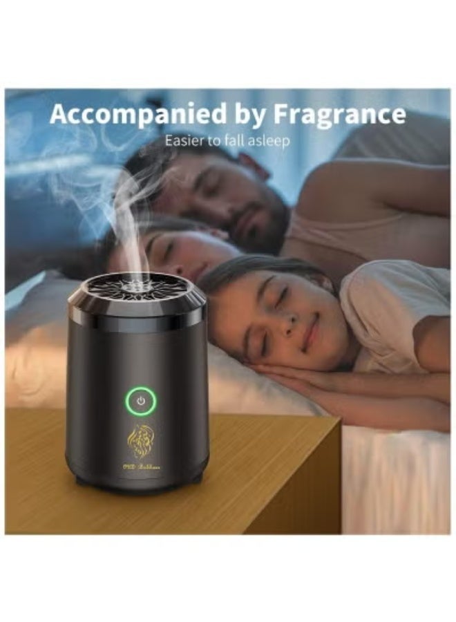 سناجل مبخرة عود كهربائية، موزع روائح قابل لإعادة الشحن عبر منفذ USB من النوع C، مبخرة بخور صغيرة محمولة للمنزل والمكتب والسيارة والسفر، تصميم أسود أنيق - Image 3