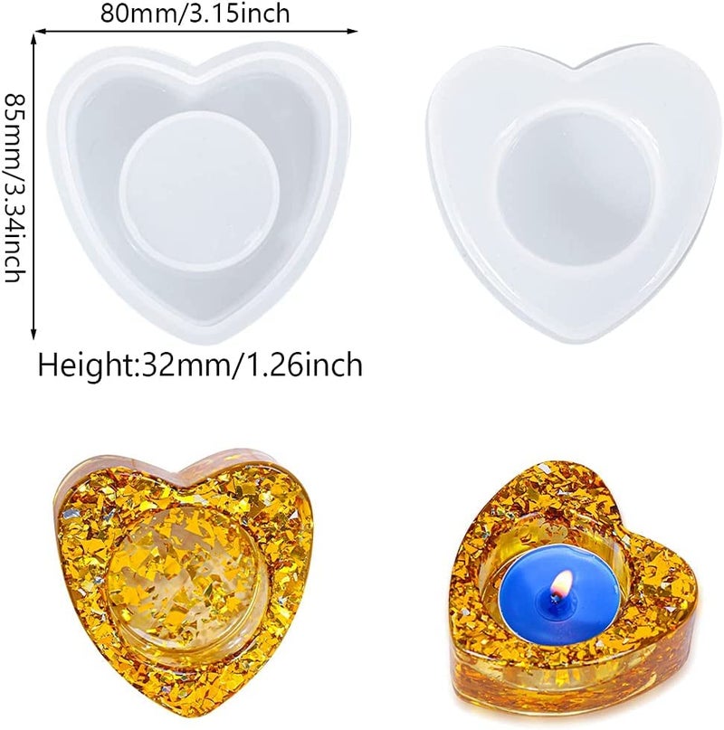 SNOOGG Star Shape 70 CM Tea Light Candle Holder Heart Shape with Silicone Moulds for epoxy Resin Casting DIY Resin Crafts, Cup Mats, Home Decoration (2) - Image 2