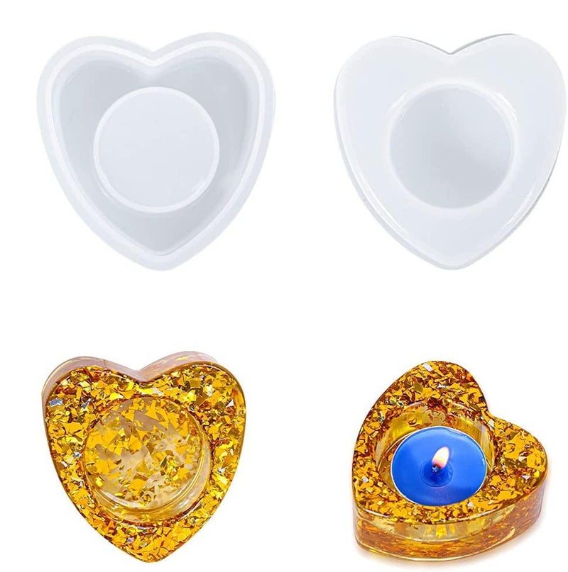 SNOOGG Star Shape 70 CM Tea Light Candle Holder Heart Shape with Silicone Moulds for epoxy Resin Casting DIY Resin Crafts, Cup Mats, Home Decoration (2) - Image 1